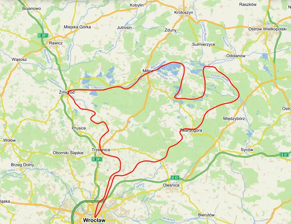 Szczegółowa mapa tras rowerowych w Dolinie Baryczy z GPX i atrakcjami